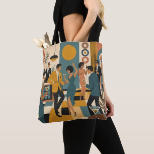 Midden Eeuwse Hippe Martini Dansfeest Tote Bag