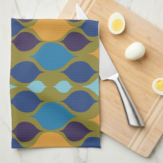 Midden-eeuwse jaren '60: Geometrisch Groen Theedoek (Quarter Fold)
