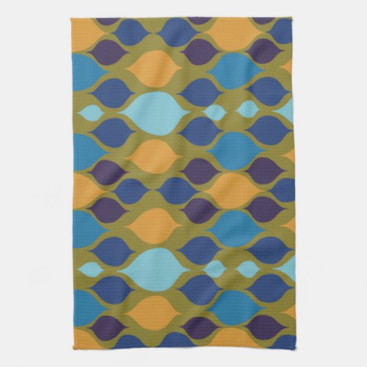 Midden-eeuwse jaren '60: Geometrisch Groen Theedoek (Verticaal)