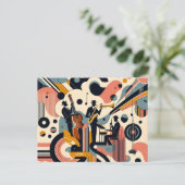 Midden Eeuwse Jazz Age Psychedelische Trio Briefkaart (Staand voorkant)