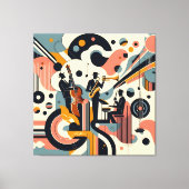 Midden Eeuwse Jazz Age Psychedelische Trio Canvas Afdruk (Voorkant)