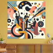 Midden Eeuwse Jazz Age Psychedelische Trio Canvas Afdruk (Insitu (Woonkamer))