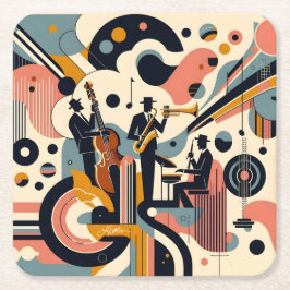 Midden Eeuwse Jazz Age Psychedelische Trio Kartonnen Onderzetters