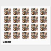Midden Eeuwse Jazz Age Psychedelische Trio Vierkante Sticker (Vel)