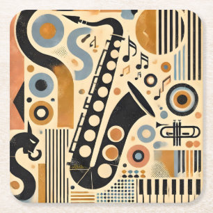 Midden Eeuwse Jazz Leeftijd Minimalistische Kunst  Kartonnen Onderzetters
