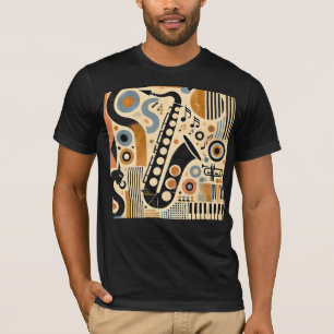 Midden Eeuwse Jazz Leeftijd Minimalistische Kunst T-shirt