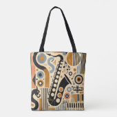 Midden Eeuwse Jazz Leeftijd Minimalistische Kunst Tote Bag (Achterkant)