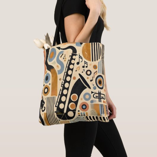 Midden Eeuwse Jazz Leeftijd Minimalistische Kunst Tote Bag (Dichtbij)