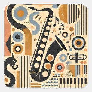 Midden Eeuwse Jazz Leeftijd Minimalistische Kunst  Vierkante Sticker