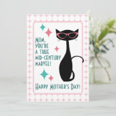 Midden-eeuwse kat, gelukkige Moederdag Feestdagenkaart (Staand voorkant)