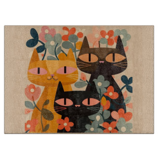 Midden-eeuwse kat snijplank, glas snijplank