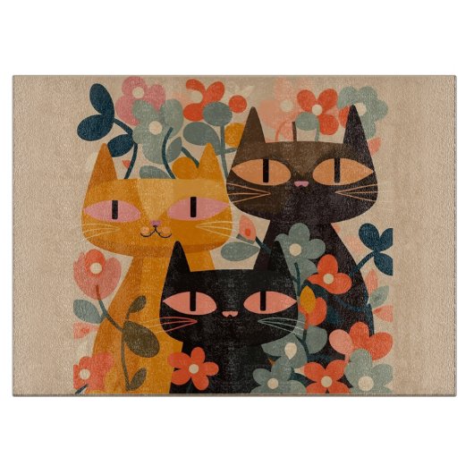 Midden-eeuwse kat snijplank, glas snijplank (Voorkant)