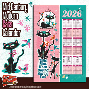 Midden-eeuwse Katten Kalender Keuken Handdoek Roze
