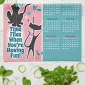 Midden-eeuwse katten kalender keukenhanddoek (Gevouwen)