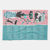 Midden-eeuwse katten kalender keukenhanddoek (Horizontaal)