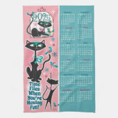 Midden-eeuwse katten kalender keukenhanddoek (Verticaal)