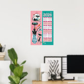 Midden-eeuwse kattenkalender Keukenposter Poster (Thuiskantoor)