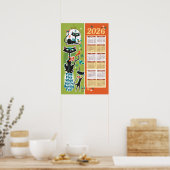 Midden-eeuwse kattenkalender Keukenposter Poster (Keuken)
