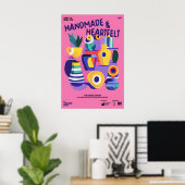 Midden-eeuwse keramiek print roze abstracte vaas k (Thuiskantoor)
