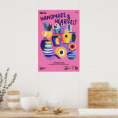 Midden-eeuwse keramiek print roze abstracte vaas k (Keuken)