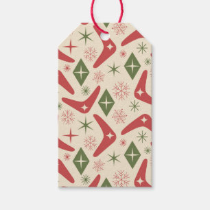 Midden eeuwse kerstboemerangs met diamanten cadeaulabel