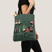 Midden eeuwse Kerstkatten Atomaire Stijl 50s Tote Bag (Dichtbij)