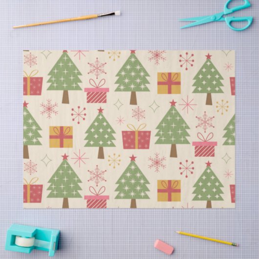 Midden-eeuwse Kerstmis Atoom Bomen met Sneeuwvlokk Tissuepapier (Craft)