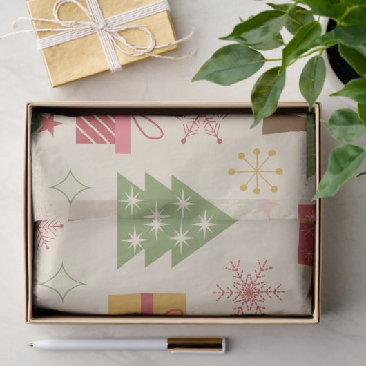 Midden-eeuwse Kerstmis Atoom Bomen met Sneeuwvlokk Tissuepapier (Geschenk)