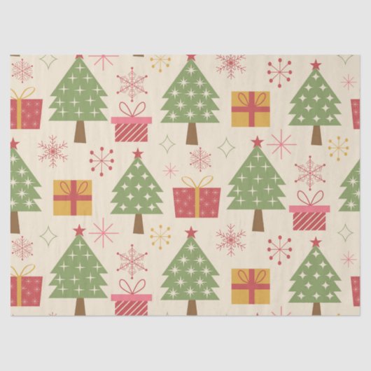 Midden-eeuwse Kerstmis Atoom Bomen met Sneeuwvlokk Tissuepapier (Voorkant)