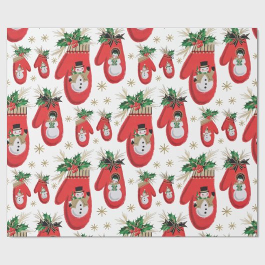 Midden-eeuwse kerstmis Mittens Cadeaupapier (Vlak)