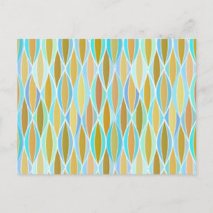 Midden-eeuwse lintprint - blauw en neutraal briefkaart