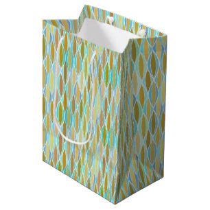 Midden-eeuwse lintprint - blauw en neutraal medium cadeauzakje