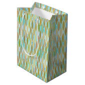 Midden-eeuwse lintprint - blauw en neutraal medium cadeauzakje (Achterkant Gekanteld)