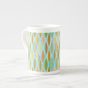Midden-eeuwse lintprint - blauw en neutraal porselein kop