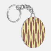 Midden-eeuwse lintprint - bruin en goud sleutelhanger (Voorkant Links)