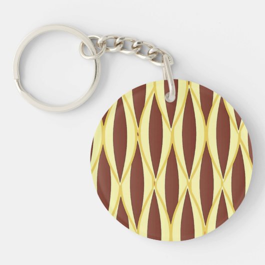 Midden-eeuwse lintprint - bruin en goud sleutelhanger (Voorkant)