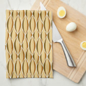 Midden-eeuwse lintprint - bruin en karamel theedoek (Quarter Fold)