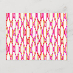 Midden-eeuwse lintprint - koraal en roze briefkaart