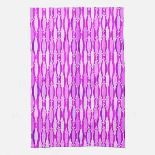 Midden-eeuwse lintprint - orchidee en violet theedoek (Verticaal)