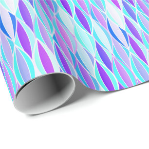 Midden-eeuwse lintprint - paars en aqua cadeaupapier