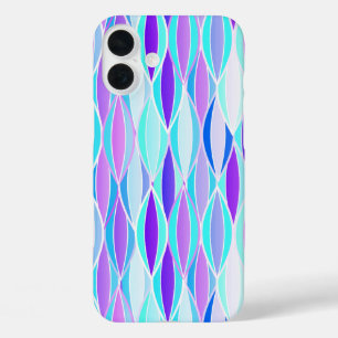 Midden-eeuwse lintprint - paars en aqua iPhone 16 plus hoesje