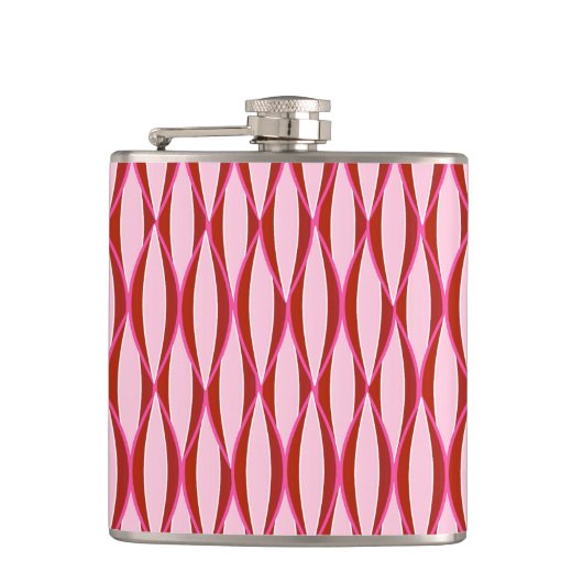 Midden-eeuwse lintprint - roze en bordeauxrood heupfles (Voorkant)
