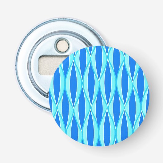 Midden-eeuwse lintprint - tinten blauw button flesopener (Voorkant)