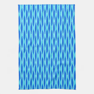 Midden-eeuwse lintprint - tinten blauw theedoek