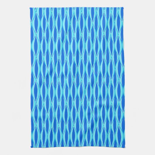 Midden-eeuwse lintprint - tinten blauw theedoek (Verticaal)