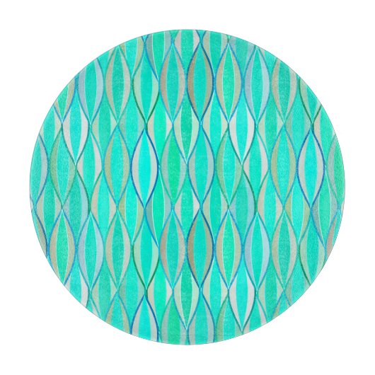 Midden-eeuwse lintprint - tinten turquoise snijplank (Voorkant)