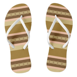 Midden-eeuwse luifelstreep - tan en perzik teenslippers