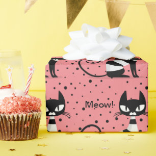 Midden-eeuwse Meow! Retro Atomic Cats Wrapping Pap Cadeaupapier