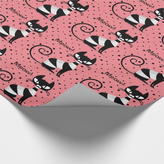 Midden-eeuwse Meow! Retro Atomic Cats Wrapping Pap Cadeaupapier (Hoek)