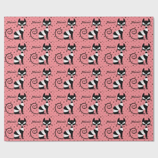 Midden-eeuwse Meow! Retro Atomic Cats Wrapping Pap Cadeaupapier (Vlak)